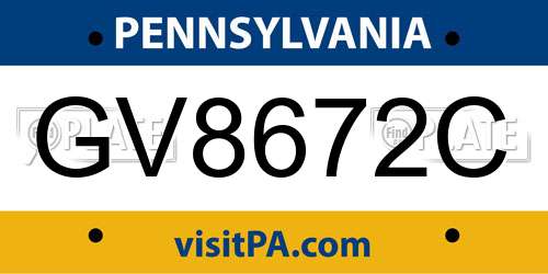 GV8672C Pennsylvania License Plate