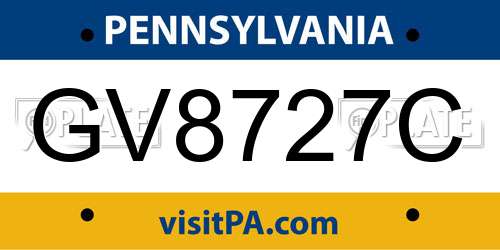 GV8727C Pennsylvania License Plate