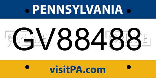 GV88488 Pennsylvania License Plate