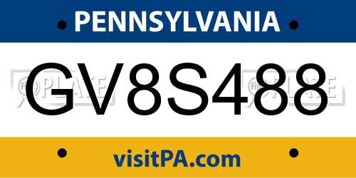 GV8S488 Pennsylvania License Plate