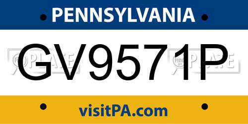 GV9571P Pennsylvania License Plate