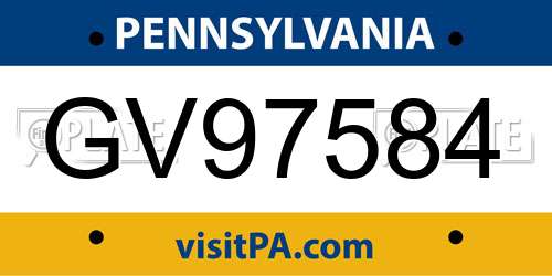 GV97584 Pennsylvania License Plate