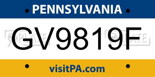 GV9819F Pennsylvania License Plate