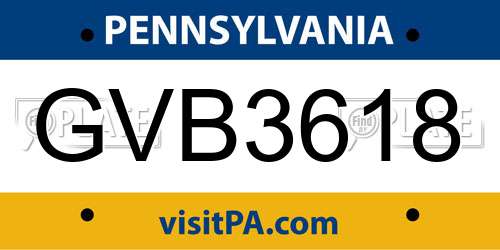 GVB3618 Pennsylvania License Plate