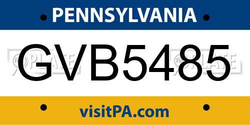 GVB5485 Pennsylvania License Plate