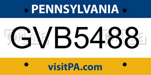 GVB5488 Pennsylvania License Plate