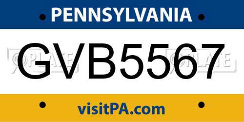 GVB5567 Pennsylvania License Plate