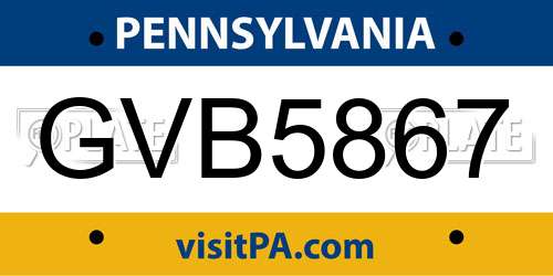 GVB5867 Pennsylvania License Plate