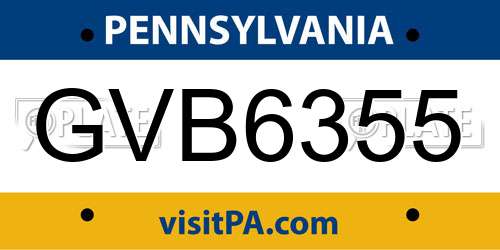 GVB6355 Pennsylvania License Plate