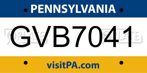 GVB7041 Pennsylvania License Plate