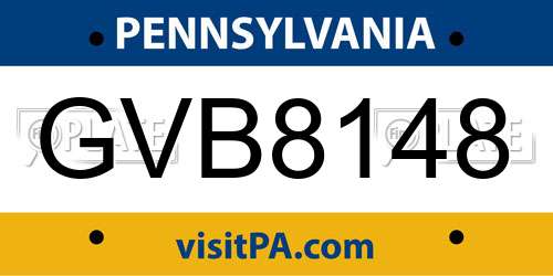 GVB8148 Pennsylvania License Plate