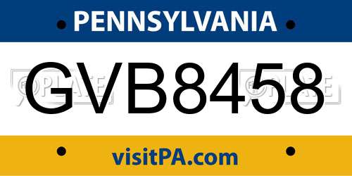 GVB8458 Pennsylvania License Plate