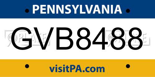 GVB8488 Pennsylvania License Plate