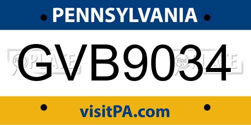 GVB9034 Pennsylvania License Plate