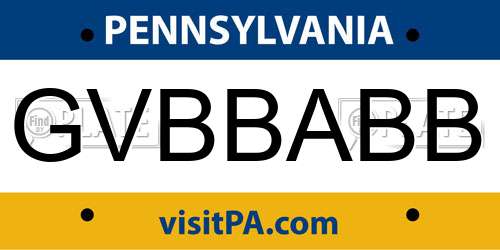 GVBBABB Pennsylvania License Plate