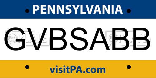 GVBSABB Pennsylvania License Plate