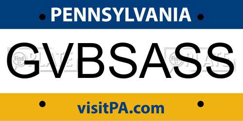 GVBSASS Pennsylvania License Plate