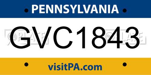 GVC1843 Pennsylvania License Plate