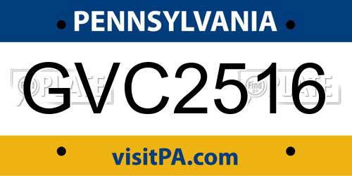 GVC2516 Pennsylvania License Plate