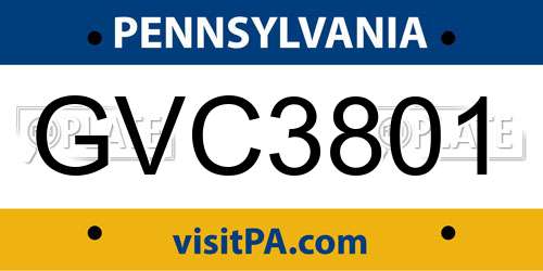 GVC3801 Pennsylvania License Plate
