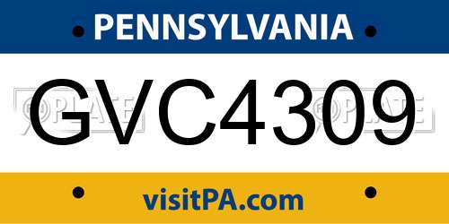 GVC4309 Pennsylvania License Plate