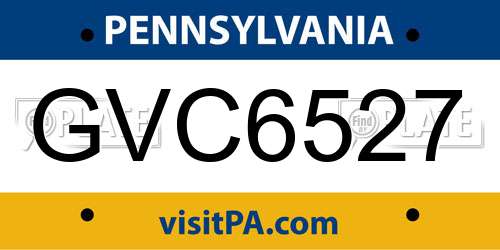 GVC6527 Pennsylvania License Plate