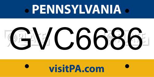 GVC6686 Pennsylvania License Plate