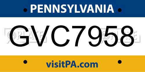 GVC7958 Pennsylvania License Plate