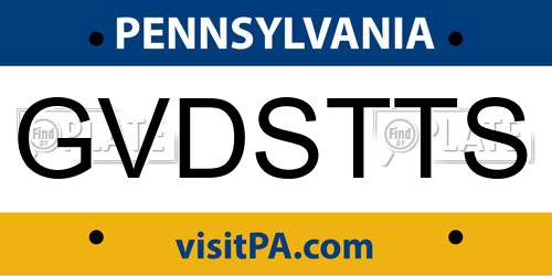 GVDSTTS Pennsylvania License Plate