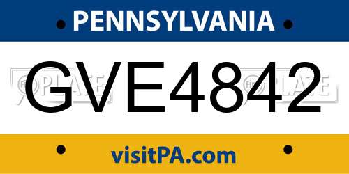 GVE4842 Pennsylvania License Plate