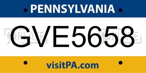 GVE5658 Pennsylvania License Plate