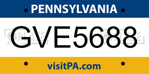GVE5688 Pennsylvania License Plate