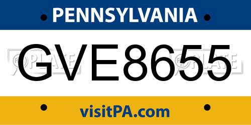 GVE8655 Pennsylvania License Plate