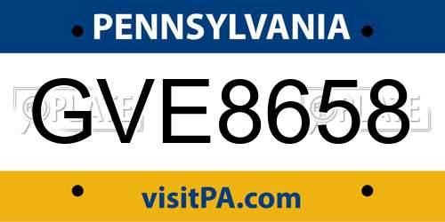 GVE8658 Pennsylvania License Plate