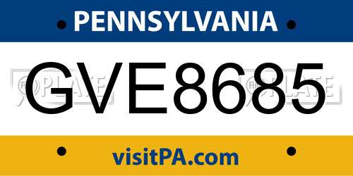 GVE8685 Pennsylvania License Plate