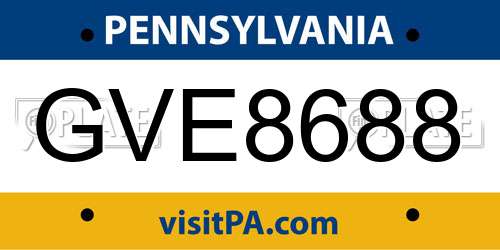 GVE8688 Pennsylvania License Plate