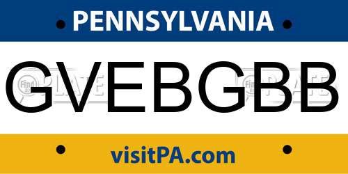 GVEBGBB Pennsylvania License Plate