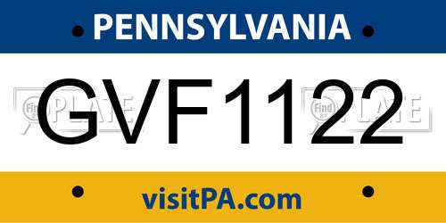 GVF1122 Pennsylvania License Plate