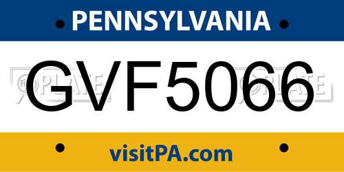 GVF5066 Pennsylvania License Plate
