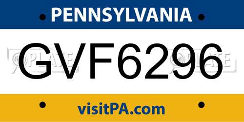 GVF6296 Pennsylvania License Plate