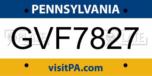GVF7827 Pennsylvania License Plate