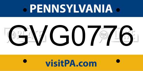 GVG0776 Pennsylvania License Plate