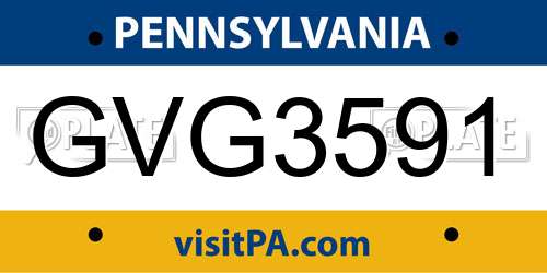 GVG3591 Pennsylvania License Plate