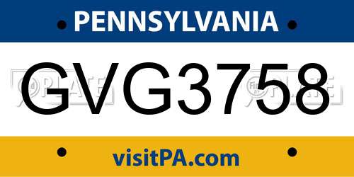 GVG3758 Pennsylvania License Plate