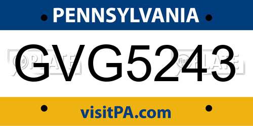 GVG5243 Pennsylvania License Plate