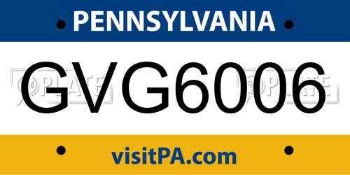 GVG6006 Pennsylvania License Plate