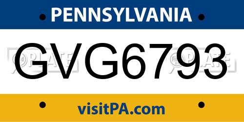 GVG6793 Pennsylvania License Plate