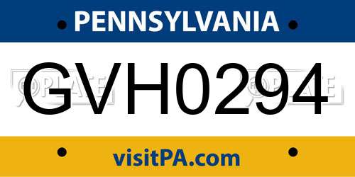 GVH0294 Pennsylvania License Plate