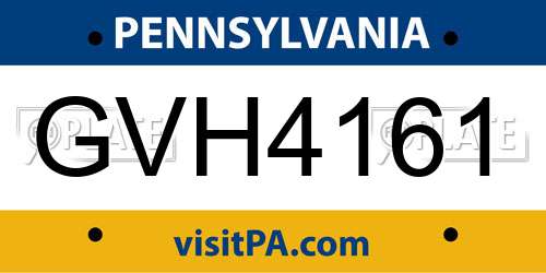 GVH4161 Pennsylvania License Plate