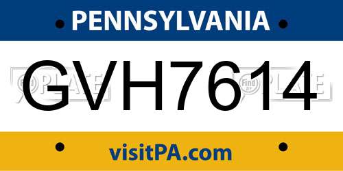 GVH7614 Pennsylvania License Plate